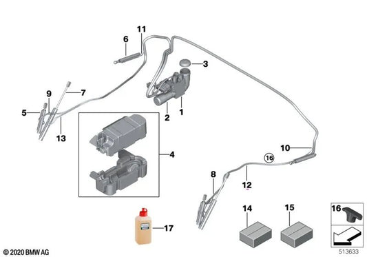 Tubería hidráulica techo izquierda para BMW G23, G83 (OEM 54345A05E21). Original BMW