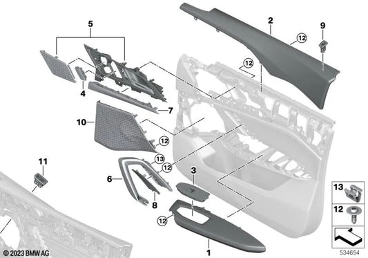 Front Left Armrest for BMW U11 (OEM 51415A6F1B5). Genuine BMW