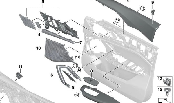 Tirador interior izquierdo para BMW U11 (OEM 51425A60061). Original BMW