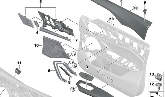 Moldura decorativa en negro brillante izquierda OEM 51415A6CC21 para BMW U11, U10. Original BMW.