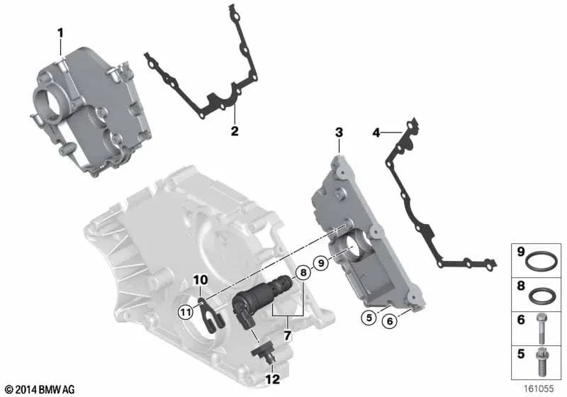 Cubierta superior de la cadena para BMW E60, E61, E63, E64, E65, E66, E53 (OEM 11147506422). Original BMW