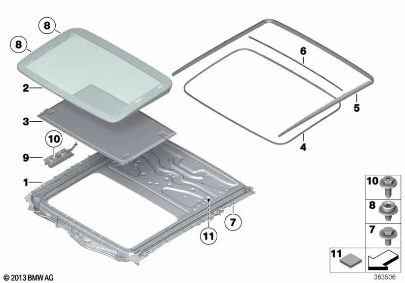 Tapa de vidrio para BMW F10, F10N (OEM 54107399483). Original BMW