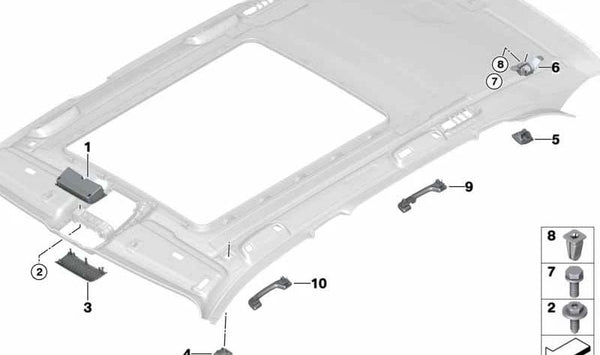 Asa de techo trasera izquierda OEM 51168052689 para BMW F10, F11, F15, F85. Original BMW.