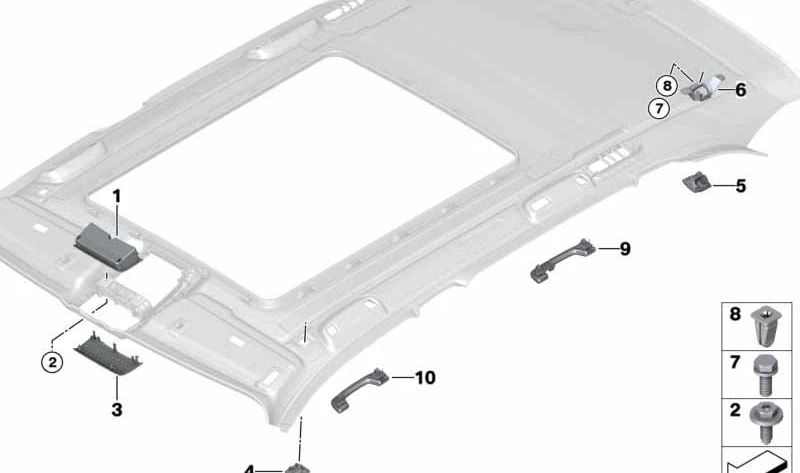 Alça do telhado traseiro direito 51168052690 para BMW F10, F11, F15, F85. BMW original.