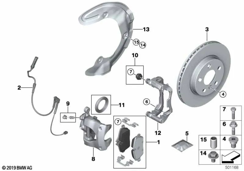 Disco de freno aligerado ventilado para BMW G42, G20, G21, G28, G22, G23, G26, G30, G31, G01, G02, G29 (OEM 34106880072). Original BMW