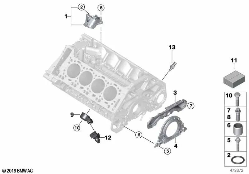 Tapa de Retorno de Aceite para BMW F10, F06, F12, F13, E70, F85, E71, F86 (OEM 11428092560). Original BMW.