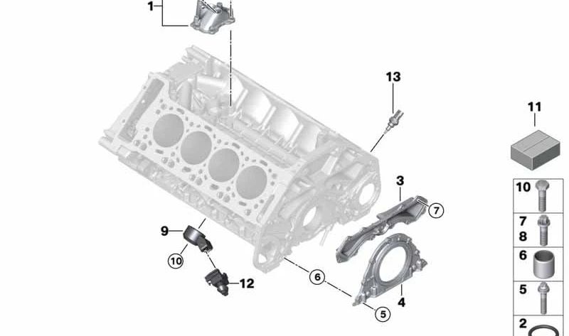 Juego de juntas para bloque de cilindros para BMW F10, F06, F12, F13 (OEM 11112250202). Original BMW.