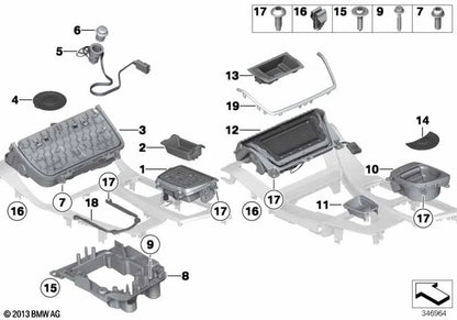 Alfombrilla Insertable Porta Bebidas para BMW Serie 5 F10, F11, F18 (OEM 51169213660). Original BMW