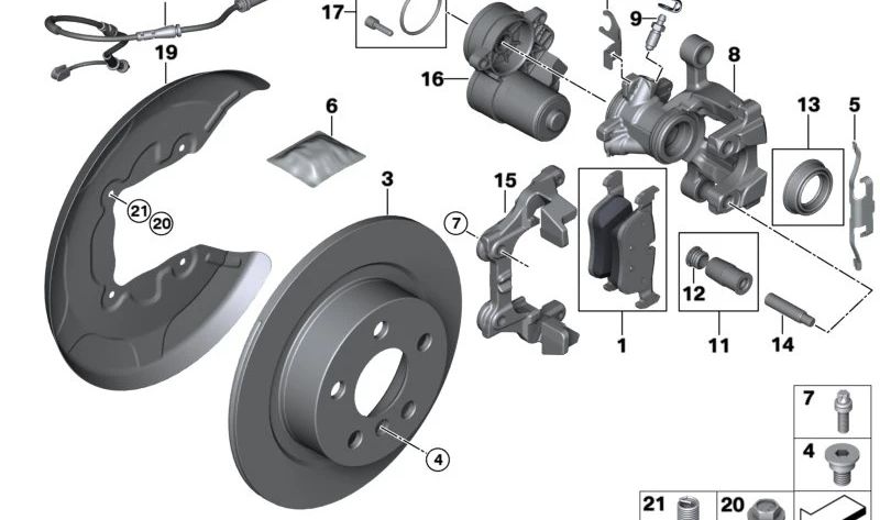 OEM esquerdo do braço do freio vermelho 34206896721 para BMW F40, F44. BMW original.