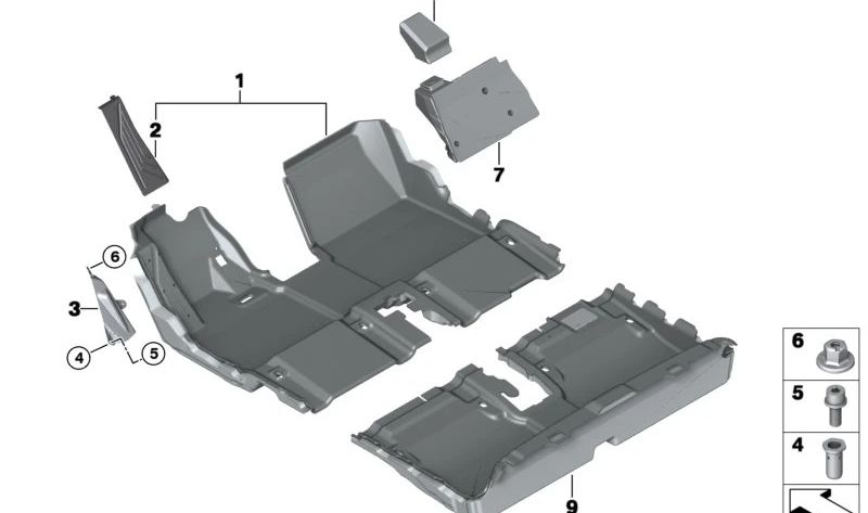 Alfombrilla para reposapiés del copiloto OEM 51477288505 para BMW i3 (I01). Original BMW.