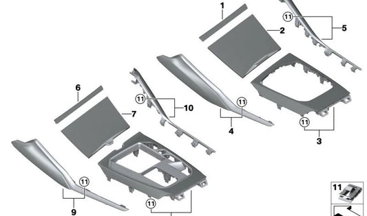 Embellecedor cromado OEM 51166994750 para acompañante. Compatible con BMW G87, G20, G21, G80, G82. Original BMW.