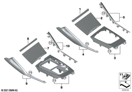 Cubierta Portavasos de Carbono Brillante para BMW G42, G87, G20, G20N, G21, G21N, G80, G81, G22, G23, G26, G82, G83 (OEM 51168094583). Original BMW