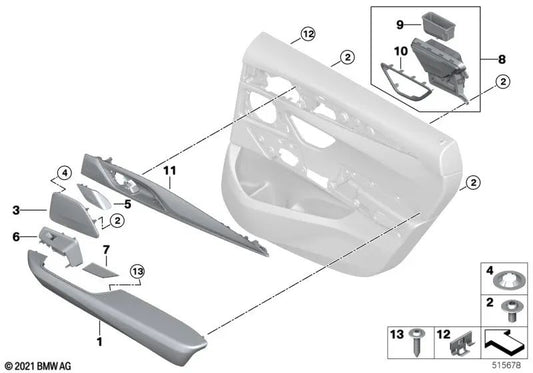 Tapa del Altavoz Agudos Derecho para BMW F90, G30, G31, G38, G32 (OEM 51427418438). Original BMW.