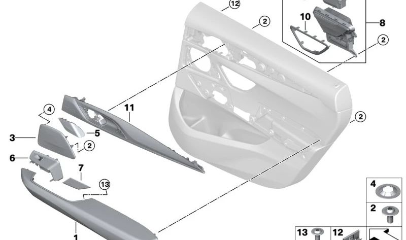 Embellecedor de Puerta de Madera Fineline Brillante para BMW G32, G32N (OEM 51429460253). Original BMW.