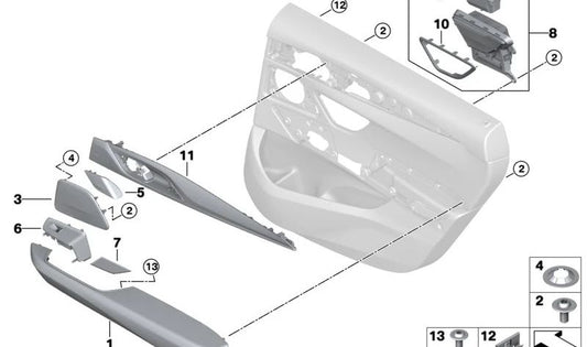 Glänzende Fineline-Türverkleidung aus Holz für BMW G32, G32N (OEM 51429460253). Original BMW.