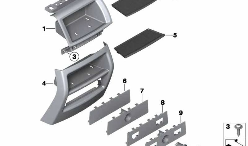 Compartimento de almacenamiento para BMW X3 F25, X4 F26 (OEM 51169216683). Original BMW