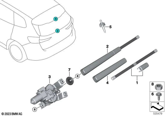 Tapa protectora del eje del limpiaparabrisas para BMW U11, U12 (OEM 61625A50C39). Original BMW