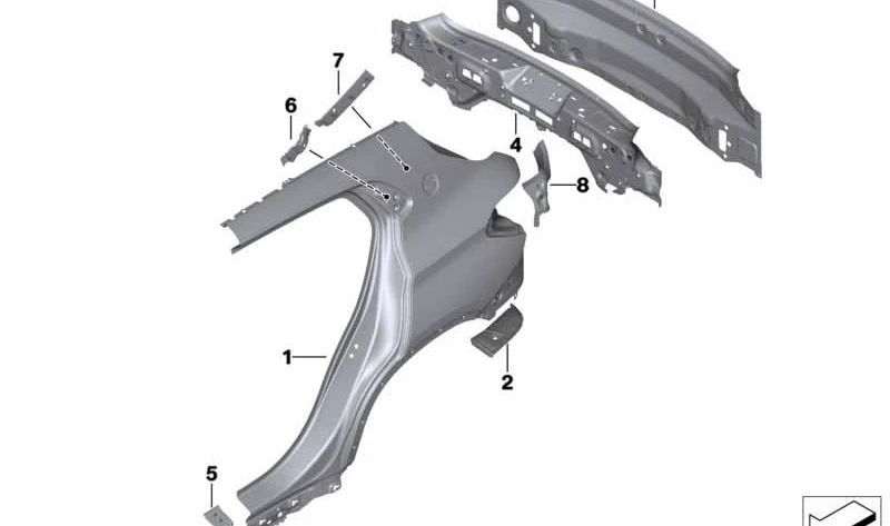 Refuerzo de chapa para pilar C delantero izquierdo OEM 41008491741 para BMW F39 (X2). Original BMW