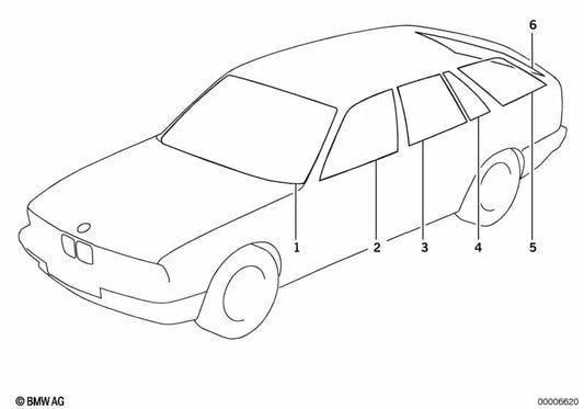 Luna trasera verde para BMW Serie 5 E34 (OEM 51318120285). Original BMW.