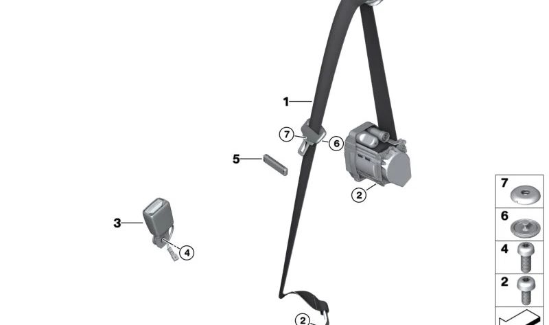 Cinto de segurança traseiro direito OEM 72118097832 para BMW Série 4 Conversível (G23, G83). BMW original