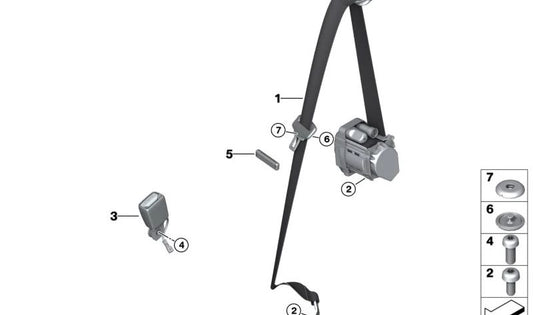 Cinto de segurança traseiro direito OEM 72118097832 para BMW Série 4 Conversível (G23, G83). BMW original