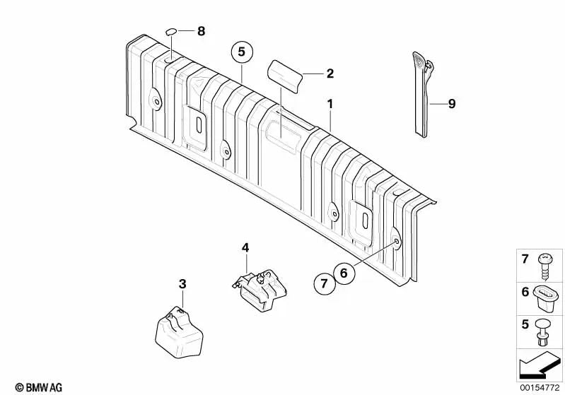 Cubierta de borde de carga para BMW Serie 3 E90, E90N (OEM 51477059258). Original BMW