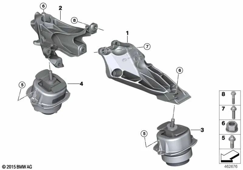 Rechte Motorhalterung für BMW X5 F15 (OEM 22118486266). Original BMW