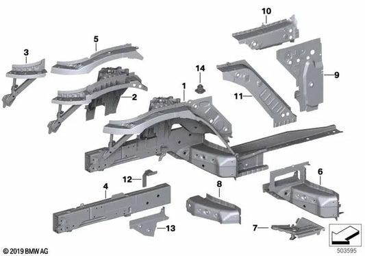 Front right wheel arch support for BMW G29 (OEM 41117932286). Original BMW