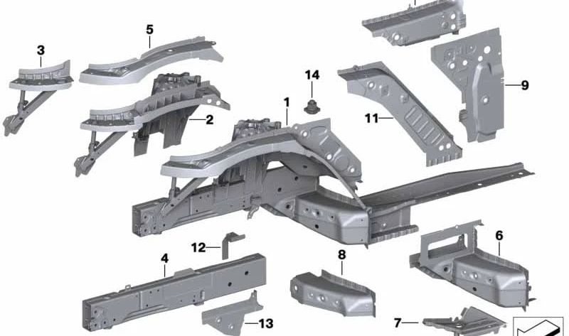 Soporte exterior del paso de rueda izquierdo OEM 41117932285 para BMW G29. Original BMW.