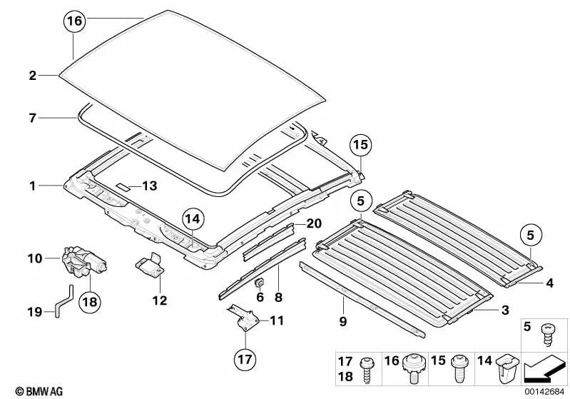 Soporte para cassette para BMW E63, E63N (OEM 54107122196). Original BMW.