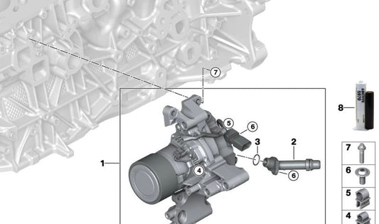 Bomba de agua OEM 11519886720 para BMW G05, G06, G07. Original BMW.