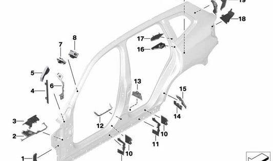 Right inner C-pillar trim piece for BMW F98, G02 (OEM 41007482060). Original BMW