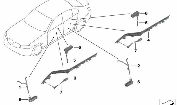 Guía de luz para BMW Serie 3 G20, G21 (OEM 63316998141). Original BMW