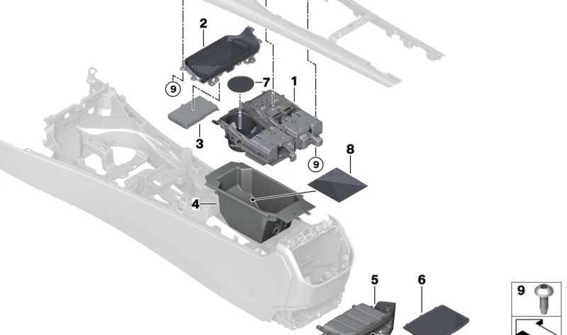 Portavasos con compartimento OEM 51169871961 para BMW Serie 5 (G30, G31), Serie 6 (G32), Serie 7 (G11, G12). Original BMW.