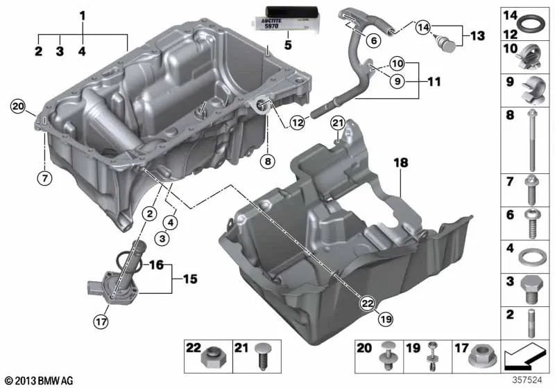 Cobertura acústica para BMW X5 F15 (OEM 11148516394). Original BMW