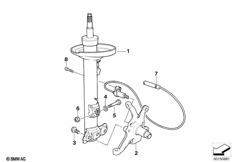 Achsschenkel derecho para BMW E85, E86 (OEM 31217836819). Original BMW