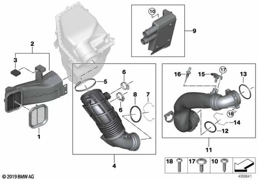 Tubo de Aire Limpio para BMW modelos X3, X4 (OEM 13718694069). Original BMW