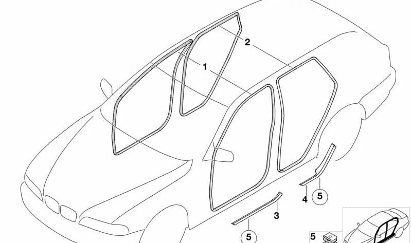 Revestimiento de Entrada Delantero Derecho para BMW E53 (OEM 51478254290). Original BMW