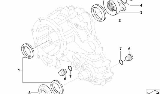 Brida de salida trasera para BMW E53 (OEM 27107540772). Original BMW