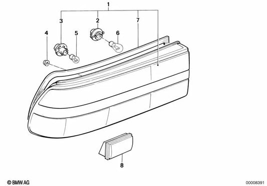 Piloto trasero con luz antiniebla derecha para BMW Serie 5 E28 (OEM 63211366770). Original BMW