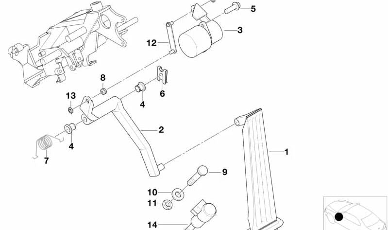 Pedal Sensor for BMW E39, E38 (OEM 12721712009). Genuine BMW