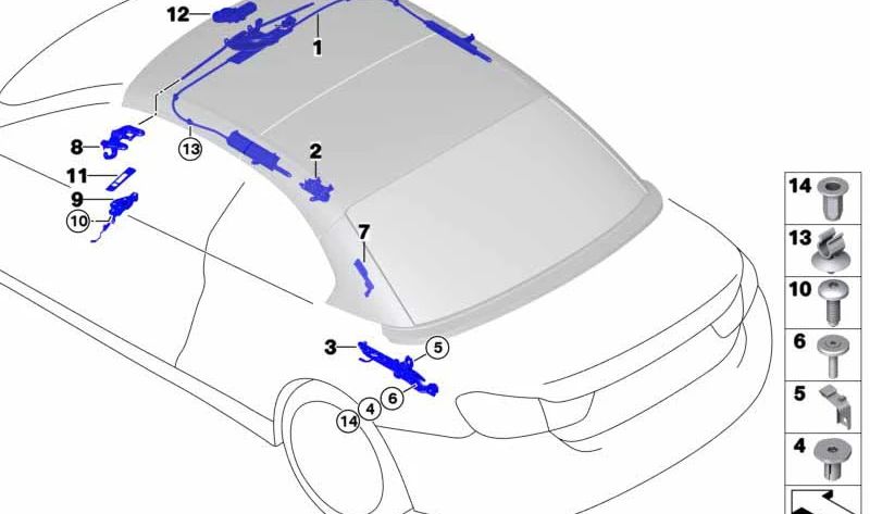 Clip de fijación OEM 54377148162 para BMW Serie 3 (E93, F33) y Serie 4 (F33, F83). Original BMW