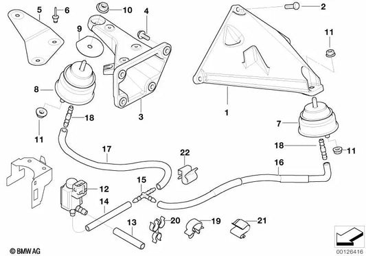 Soporte del motor derecho para BMW Serie 3 E46 (OEM 22116762272). Original BMW