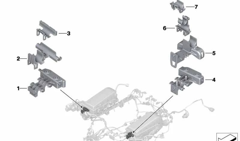 Soporte aliviador de tensión para cableado OEM 12528653746 para BMW Serie 7 G12, G11 (2015-2022). Original BMW.