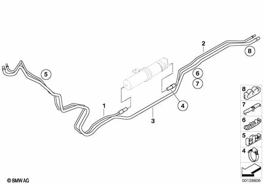 Tubería de suministro delantera para BMW E60, E60N, E61, E61N (OEM 16127176868). Original BMW