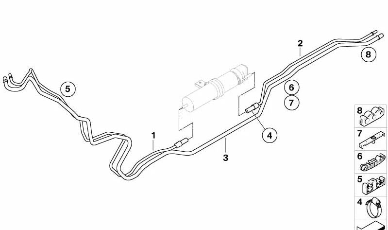 Tubo de retorno de combustible OEM 16126760789 para BMW E60, E61. Original BMW.