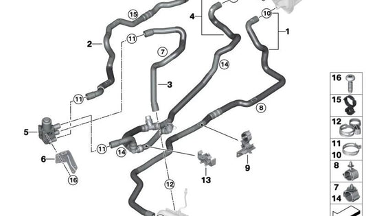 Doppia clip OEM 17128581217 per BMW F20, F21, F22, F23, F30, F31, F32, F36, G01, G02. BMW originale.