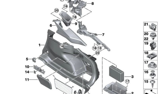 Revestimiento del maletero derecho para BMW G26, G26N (OEM 51475A44A18). Original BMW