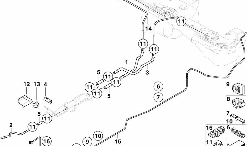 Tubería de combustible para BMW Serie 3 E46 (OEM 13537548991). Original BMW