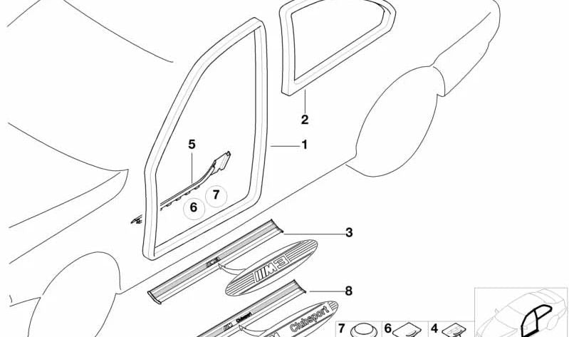 Moldura de umbral de puerta izquierda para BMW Serie 3 E36 (OEM 51478151397). Original BMW